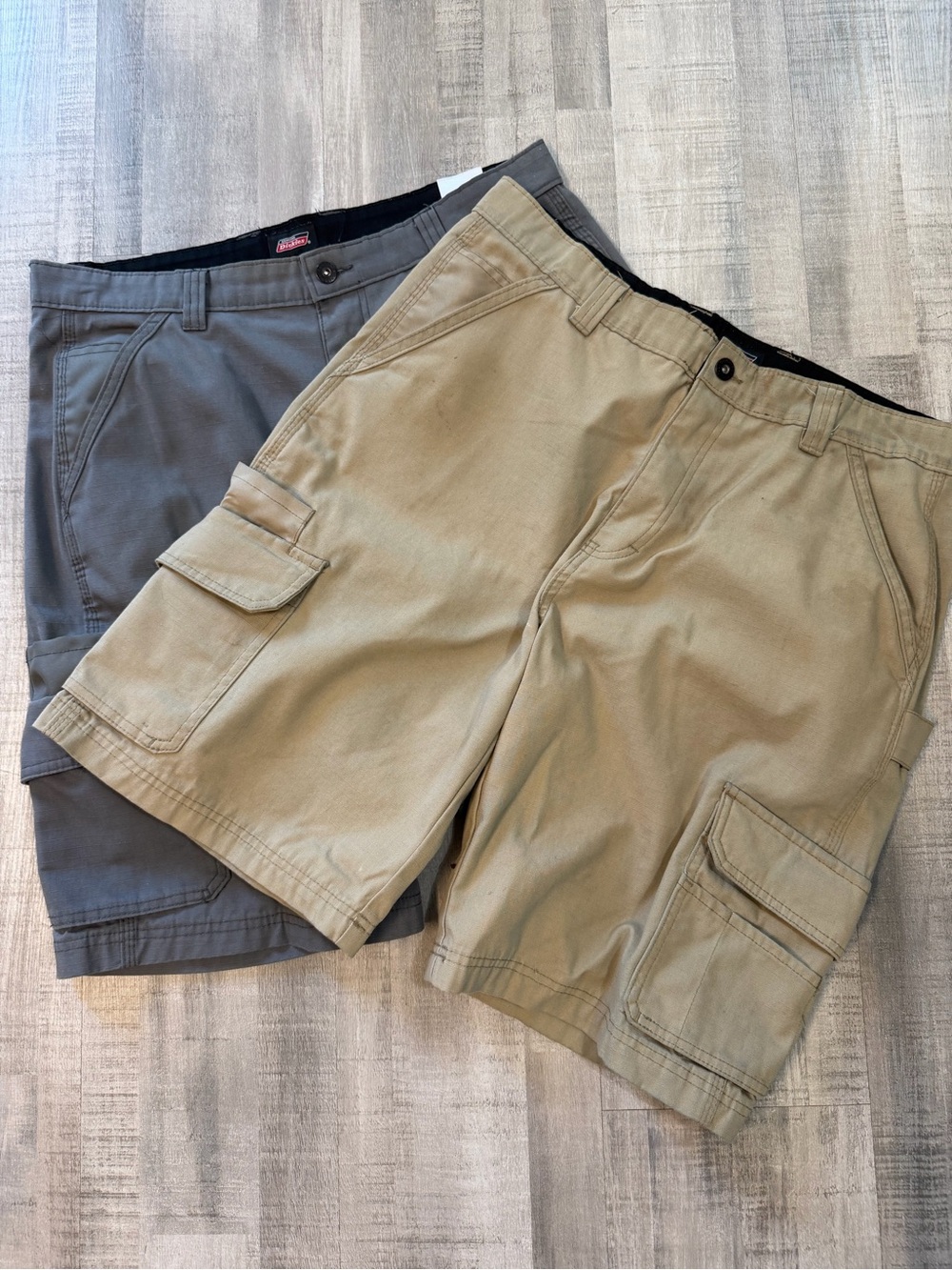 Dickies Cargo Shorts Bundle Men’s Size 34 Khaki Gray Work Utility Ripstop Lot 2
